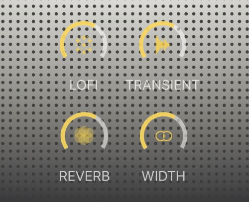 Sonic Atlas macro controls including Reverb, Delay, Drive, and Compressor for shaping cinematic world instrument VST tones and global grooves.