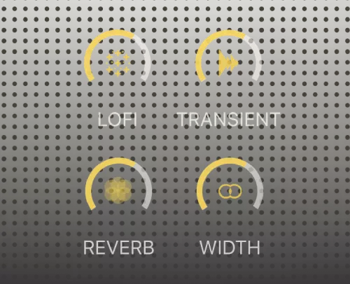 Macro controls for Reverb, Delay, Width, and Drive.