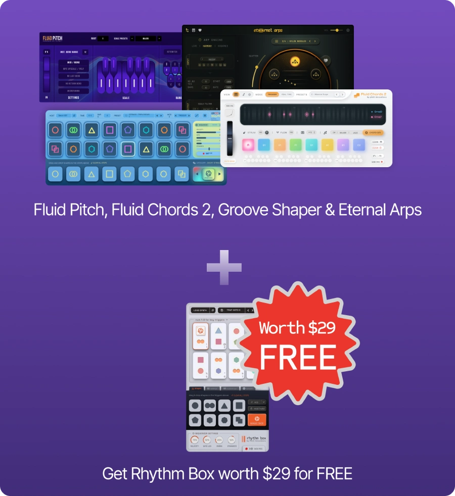 Fluid Chords + Groove Shaper + Fluid Pitch